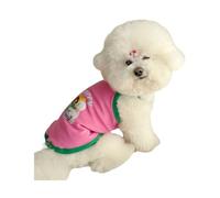 Jupe caraco pour petits chiens et chats - T-shirt imprimé mignon, printemps et été, vêtements respirants pour chats et chiens, vêtements confortables pour animaux de compagnie, gilet rose, taille M