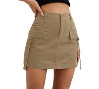 Jupe cargo courte pour femme - Jupe cargo - Longueur genou - Vintage - Taille haute - Décontractée - Avec poches - Jupe cargo - Jupe de randonnée - Jupe cargo - Jupe enveloppante - Streetwear Y2K -