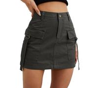 Jupe cargo courte pour femme - Jupe cargo - Longueur genou - Vintage - Taille haute - Décontractée - Avec poches - Jupe cargo - Jupe de randonnée - Jupe cargo - Jupe enveloppante - Streetwear Y2K -