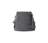 Jupe cargo unie pour fille en jean bas, gris, 4-5 ans