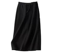 Jupe Chaude pour Femme - Jupe Trapèze Droite Taille Haute pour Femme Jupe De Sport Décontractée en Tricot Mi-Longue Jupe Automne/Hiver Noire L