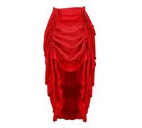 Jupe corset steampunk pour femme - Jupe asymétrique vintage irrégulière avec volants, taille élastique pour cosplay, Halloween, fête en boîte (rouge, taille XS)