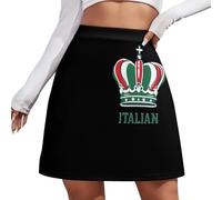 Jupe Courte à Double épaisseur pour Femme, Motif Drapeau Italien et Couronne Italienne, Coupe trapèze, pour Le Golf et Les Sports décontractés