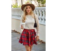 Jupe courte à ligne A en carreaux rouge Rouge M