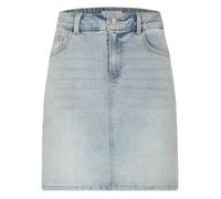 Jupe courte crayon bleu jean clair unie avec passants pour ceinture et poches 44