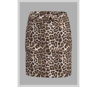 Jupe courte crayon midi imprimée fermeture zippée femme QS Marron 32