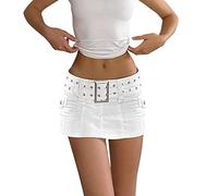Jupe courte en jean pour femme - Jupe courte en jean - Jupe moulante - Avec poche - Jupe trapèze - Sexy - Mini jupe courte en denim - Jupe crayon/jupe d'été, Blanc., S