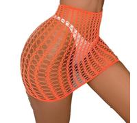 Jupe Courte en Résille pour Femmes - Maillots De Bain De Couleur Unie Voir À Travers Une Écharpe Grande Taille Wrap pour Femme Sarong Beach Wear Bikinis Cover-Ups Jupes Robe, Style 2, M