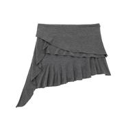 Jupe Courte Femme - Été Noir Irrégulier Volants Vintage Taille Haute Asymétrique Jupe Courte Jupe Femme Gris Foncé Streetwear,Style C,S