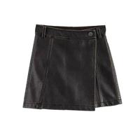 Jupe Courte Femme - Jupe Pantalon Taille Haute en Cuir Mince Automne Hiver Paquet Jupe Hanche A-Ligne Short À Jambes Larges Femme Jupe PU, Style A, XS