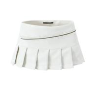 Jupe Courte Femme - Jupe Trapèze Noire Sexy Fine Taille Basse Zippée Blanche Marron Anti-Marche en Cuir PU, Style C, M