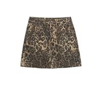 Jupe Courte Femme - Mini Jupes en Jean Imprimé Léopard avec Fermeture Éclair, Bas Sexy, Vintage, Femme, Toutes Saisons, Ligne A, Élégant, Basique, Style A, XS