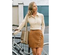 Jupe courte marron asymétrique daim Brun M