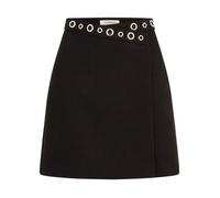 Jupe courte noire unie coupe portefeuille ornée de détails argentés 36