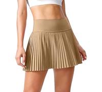 Jupe courte plissée pour femme avec taille haute - Mini jupe sportive de style tennis pour un look décontracté - Jupe patineuse unie en forme de A, Style_d02 kaki, S