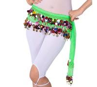 Jupe courte pour femme - Avec paillettes brodées - Costume de performance - Jupe swing - Jupe de danse - Costume de performance 2026, vert, taille unique