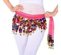 Jupe courte pour femme - Avec paillettes brodées - Costume de performance - Jupe swing - Jupe de danse - Costume de performance 2026, Rose, taille unique