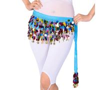 Jupe courte pour femme - Avec paillettes brodées - Costume de performance - Jupe swing - Jupe de danse - Costume de performance 2026, bleu clair, taille unique