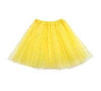 Jupe courte pour femme - Jupe tutu pour adulte - Danse moelleuse - Triple étoile - Jupe en maille à paillettes - Pour homme, jaune, 黄色:成人3层6片