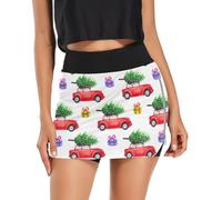 Jupe courte pour femme Motif arbres de Noël Vintage Cars avec poches, Arbres de Noël Voitures Vintage, Taille XL