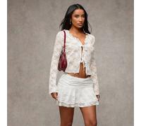 Jupe courte style mini-ballerine avec volants, en dentelle noire, style romantique occidental L,M,S,XL,XS,XXL,XXS,XXXL,XXXXLUnicoloreTissu tricoté