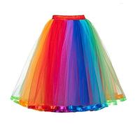 Jupe Courte Tutu Danse en Tulle Style Rétro Carnaval Halloween Noël Multicolore Tutu Femme Grande Taille Tutus Bouffants des Années 80 Jupe de Ballet Etoile Paillettes Jupon de Danse de Ballet