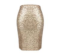 Jupe crayon à paillettes décontractée pour femme - Taille élastique - Coupe ajustée - Couleur unie - Élégante - Entièrement doublée - Robe de soirée avec tube à paillettes pour soirée en boîte de nuit