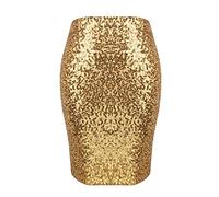Jupe crayon à paillettes décontractée pour femme - Taille élastique - Coupe ajustée - Couleur unie - Élégante - Entièrement doublée - Robe de soirée avec tube à paillettes pour soirée en boîte de nuit
