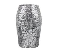 Jupe crayon à paillettes décontractée pour femme - Taille élastique - Coupe ajustée - Couleur unie - Élégante - Entièrement doublée - Robe de soirée avec tube à paillettes pour soirée en boîte de nuit