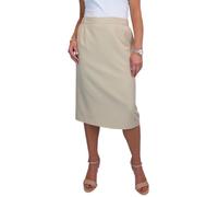 Jupe Crayon Doublée pour Femme avec Taille Partiellement Élastiquée sous Le Genou, Jupe De Bureau Beige 38-52 (48)