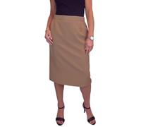 Jupe Crayon Doublée pour Femme avec Taille Partiellement Élastiquée sous Le Genou, Jupe De Bureau Marrón Claro 38-52 (46)