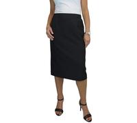 Jupe Crayon Doublée pour Femme avec Taille Partiellement Élastiquée sous Le Genou, Jupe De Bureau Noir 38-52 (42)