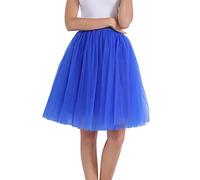 Jupe crayon élégante pour femme Jupes en tulle longueur genou tutu long pour adultes, superposé, bal de fin d'année, fête, jupe midi avec motif floral pour femme, bleu foncé, XL