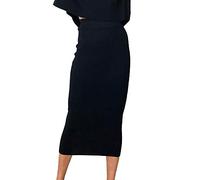 Jupe crayon en satin solide pour femme - Jupe longue - Jupe moulante sexy droite - Jupe mince en daim, Noir , XL