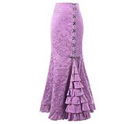 Jupe Crayon Femme Halloween, Jupe Longue Femme À Volants Plissé Asymétrique Patchwork À Lacets Croisée Décoration Taille Haute Motifs Street Fashion Sexy Jacquard Moulante Gothique Cosplay