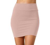 Jupe crayon pour femme en été - Taille haute - Mini jupe moulante - Décontractée - Extensible - Confortable - Pour le quotidien et les vacances, Rose, XL