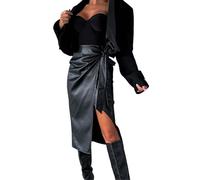 Jupe Cuir Femme Taille Haute Fendue Punk