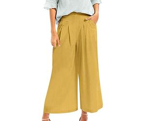 Jupe-culotte en coton à jambes larges pour femme - Pantalon taille élastique avec poches