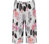 Jupe-culotte extensible à imprimé floral pour femme - Taille élastique - Grande taille, blanc, 56-58