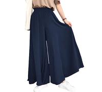 Jupe Culotte Femme Longue - Élégant Pantalon Couleur Unie Taille Elastique Sarouel Grande Taille Casual Ample avec Poches Léger Élastique pour Eté Jambe Large Décontractée avec Poches Palazzo
