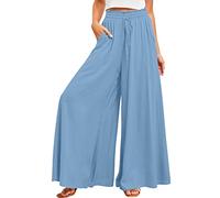 Jupe Culotte Femme Longue - Élégant Pantalon Couleur Unie Taille Elastique Sarouel Grande Taille Casual Ample avec Poches Léger Élastique pour Eté Jambe Large Décontractée avec Poches Palazzo