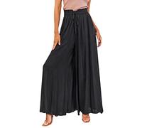 Jupe Culotte Femme Longue - Élégant Pantalon Couleur Unie Taille Elastique Sarouel Grande Taille Casual Ample avec Poches Léger Élastique pour Eté Jambe Large Décontractée avec Poches Palazzo