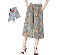 Jupe-culotte large plissée à taille haute élastique pour femme, style vintage pour femme, 04-D, L