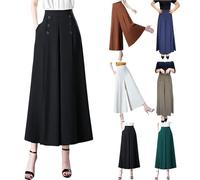 Jupe-culotte pour femme de couleur unie, jambes larges, pantalon lisse et respirant, pantalon minimaliste tendance, confortable, coupe ample, pantalon d'affaires décontracté pour femme, bronze, M