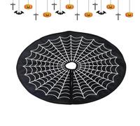 Jupe D Arbre Noire,Nappe Arbre Toile d'Araignée 60 cm,Tapis Thème Cauchemar De Fêtes d'automne Halloween - Décoration Fête Jardin Maison Hantée