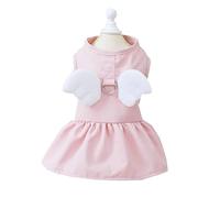 Jupe d'ange pour petits chiens - Robe de promenade douce pour chien fille - Robe de printemps avec anneau de traction - Jupes pour fille grande fille avec aile