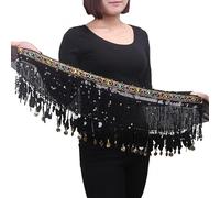Jupe Danse du Ventre,Danse du Ventre Belly Chaîne de Taille for Danse du Ventre, Nouveau Style, écharpe de Hanche, Ceinture de pièces de Monnaie, Accessoires for Danseuses(Black)