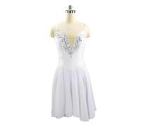 Jupe Danse Robe de danse de ballet Carmen en mousseline de soie blanche argentée for femmes Robe de danse de ballerine adulte for filles danse moderne bleu océan Robe De Danse En Mousseline(White,Adul