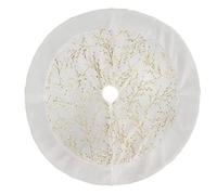 Jupe d'arbre de Noël, 122cm décorations de Noël Blanches, Motif de Branches de Fleurs, Peluche Or Chaud, Jupes d'arbre de Noël Ornements de Noël décoration Xmas Party Holiday Decorations.