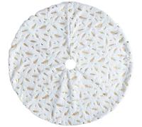 Jupe d'arbre de Noël dorée de 30, 7 Pouces, Tapis d'arbre Noël Doux avec Motif à Plumes pour décorations fête à Domicile, Vacances